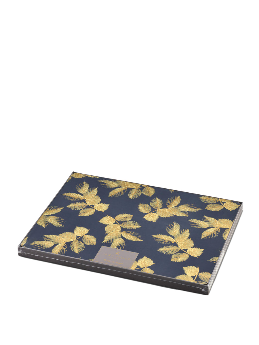 Pimpernel Placemats_Etched Leaves Navy Blancsom