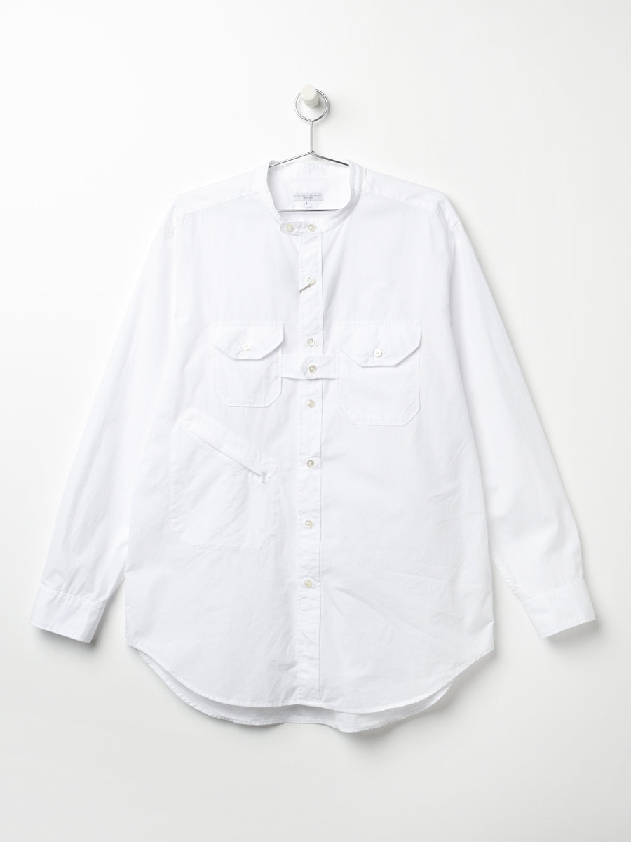 Banded Collar Shirt_White 100s 2Ply Broadcloth