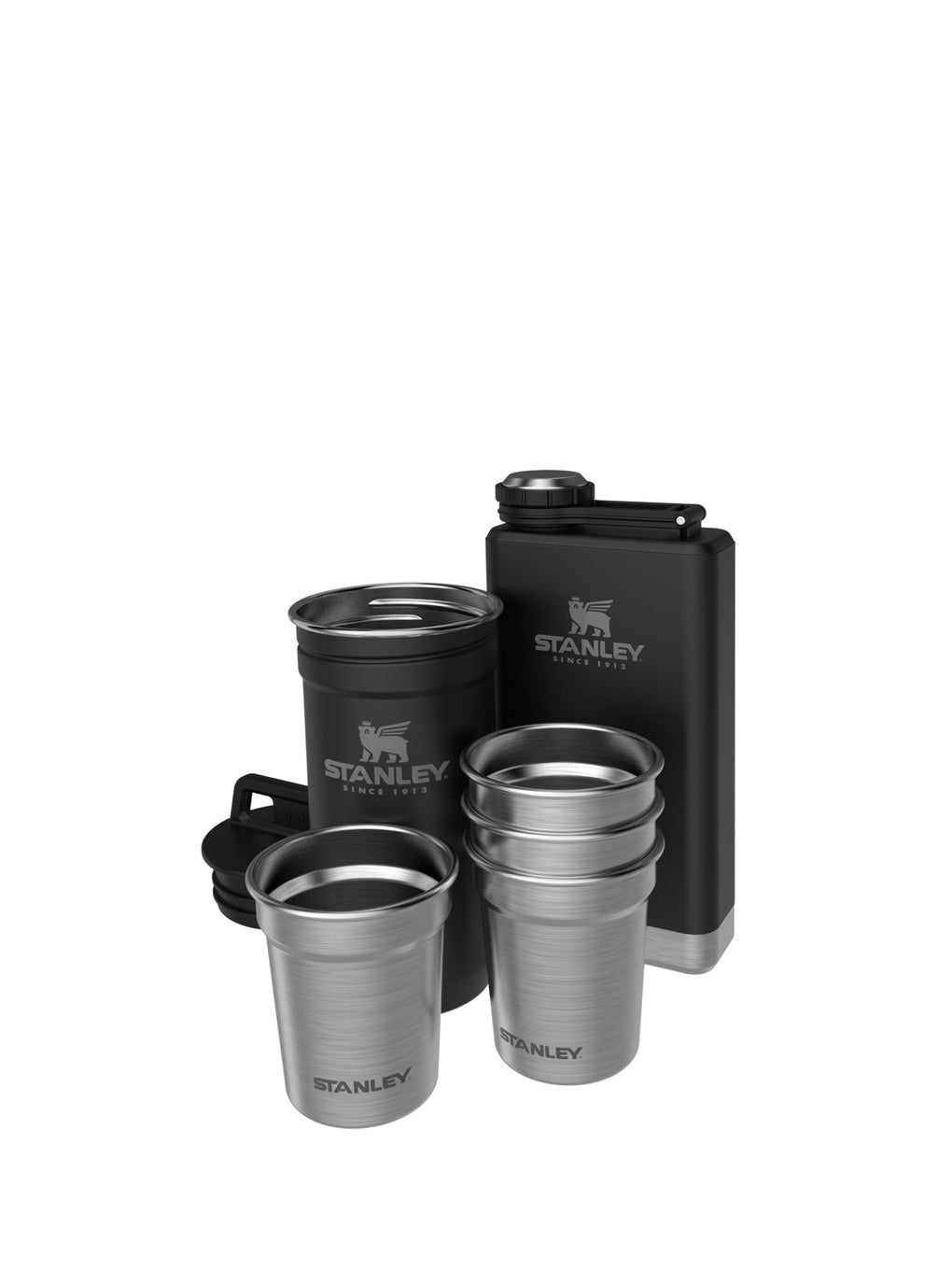 The Pre-Party Shot Glass + Flask Set Set of 4 M.B – Blancsom
