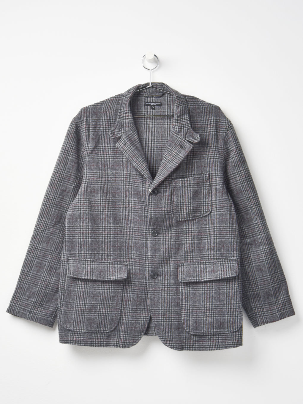 LOITER JACKET GREY MAROON POLY WOOL GLEN PLAID – Blancsom