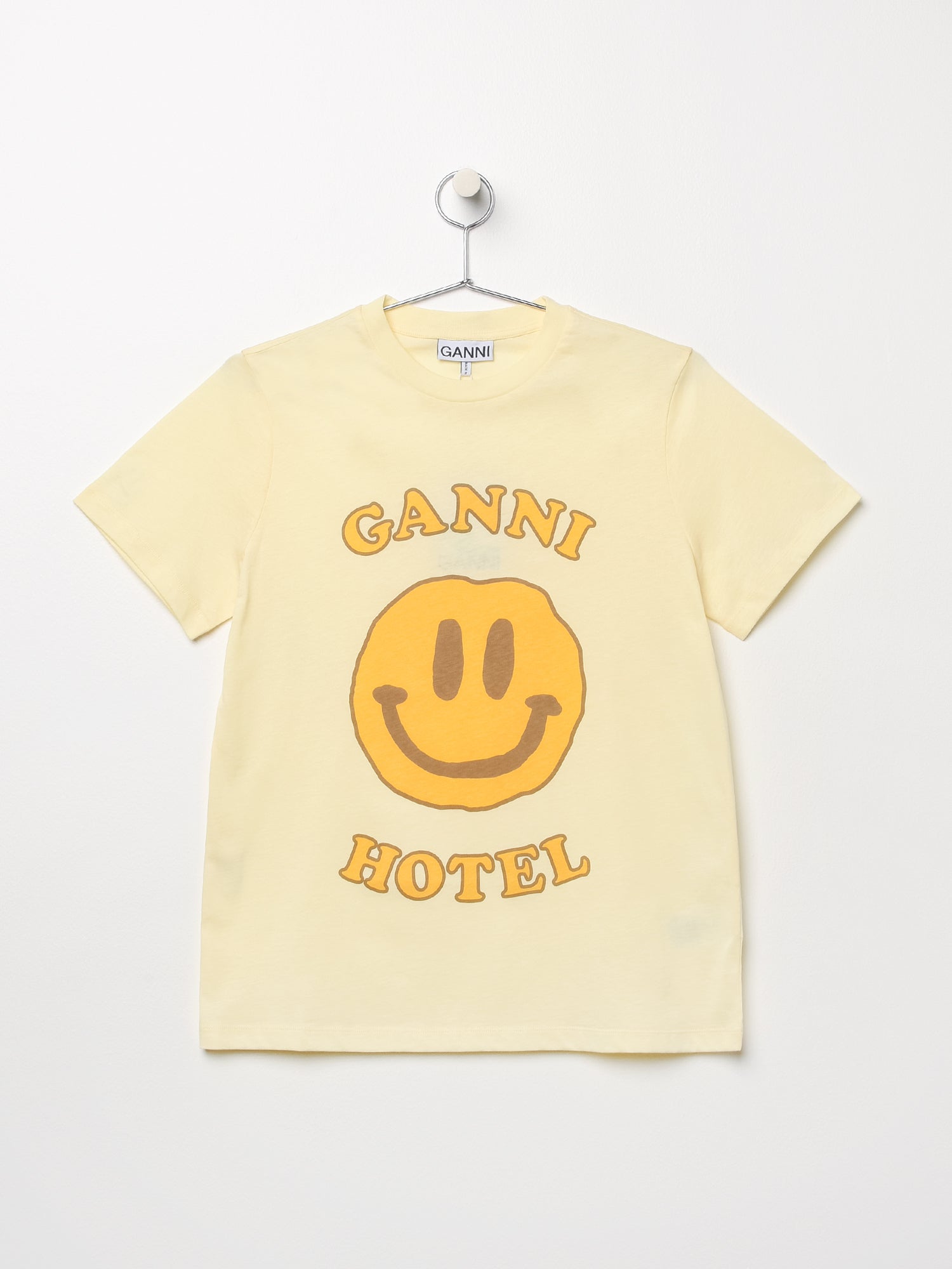 Ganni White Basic Cotton Jersey Smiley T-Shirt